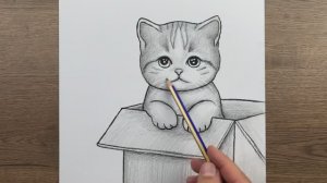 Как нарисовать Кота в коробке карандашом