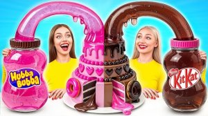 Челлендж. Розовая Еда против Шоколадная Еда | Сумасшедший Челлендж!...