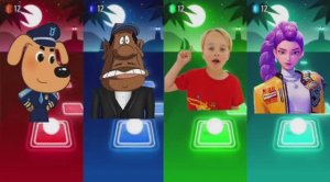 ВЛАД И НИКИ против Охотника на Демонов! 🎸🔥 Шериф Лабрадор и Крипто в Tiles Hop EDM Rush