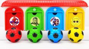 Мультики для детей и малышей. Забавная игра с  мячиками помещаем в боксы по цветам.