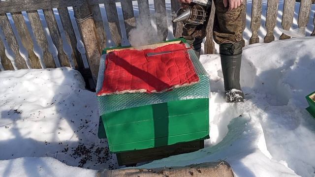Пасека 14 марта 2026 год. Меняю холстики на пупырчатую пленку.