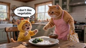 Капризный рыжий котенок не хотел есть овощи! Мама Кошка испробовала всё