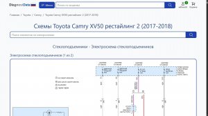 Схемы Toyota Camry XV50 рестайлинг 2 (2017-2018)