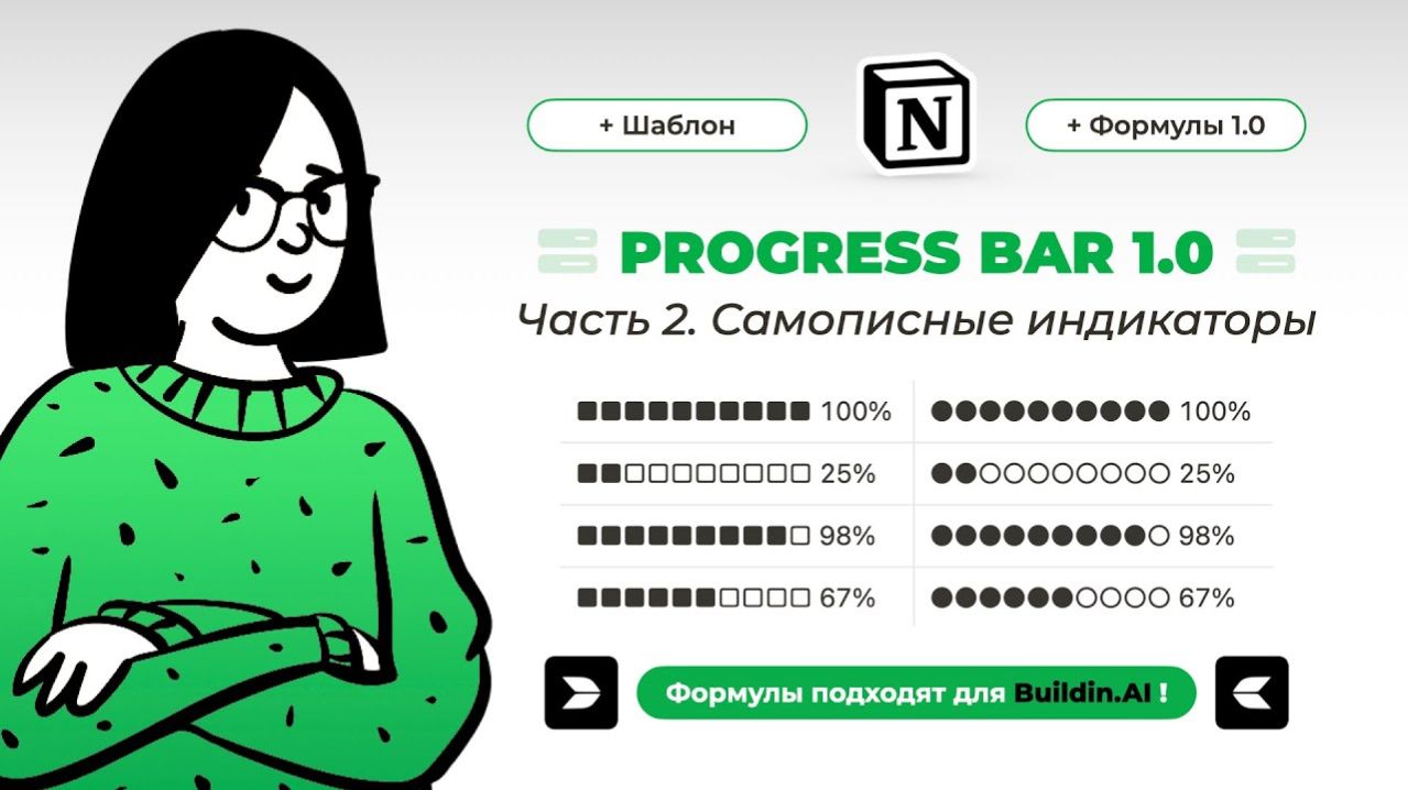 Progress Bar в Notion / Часть 2: как написать формулу индикатора в Ноушен + Билдин (Buildin AI)