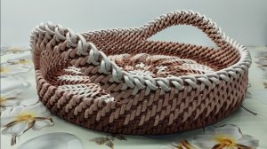 МК Подноса со встроенными ручками корневым плетением, координаты в описании под видео