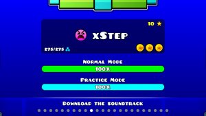 Играю в geometry dash уровень xstep с 3 монетками