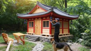 45 дней в лесу строим дом из дерева и камня своими руками.