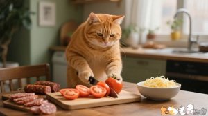 Секретный ингредиент - любовь мамы-кошки ❤️ Смотрите, как она готовит угощение для своих котят!