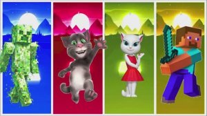 Стив против Крипера и Говорящего Тома! ⛏️🐱 Coffin Dance Battle: Анджела в Tiles Hop #56