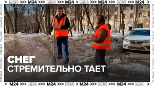 Синоптик сообщил о стремительном таянии снега из-за потепления в Москве - Москва 24
