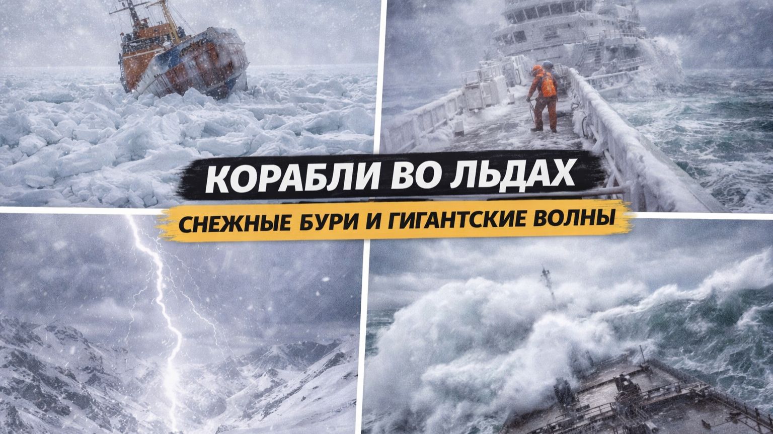 Корабли во Льдах Снежные Бури и Гигантские Волны