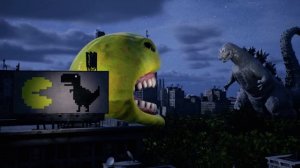 Pac Man против Godzilla