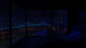 Ночной дождь в городе для сна🌧️ Вид из окна на огни мегаполиса | Атмосфера дождливой ночи