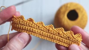 Эту кайму крючком вязать несложно. Показываю, как она вяжется