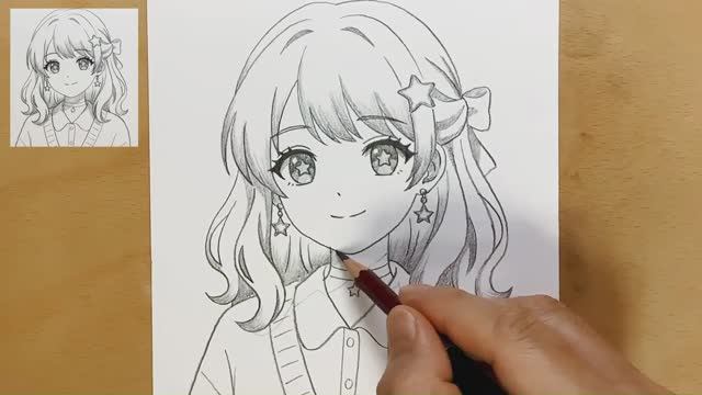 Нарисуйте красивую аниме-девушку карандашом. Простой рисунок для начинающих