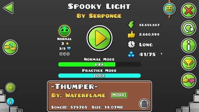 Прошел прикольный и красивый уровень Spooky Light в Geometry Dash
