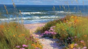 Рисуем море и цветы|учимся рисовать морской пейзаж