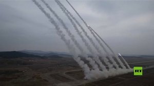 مشاهد مثيرة لإطلاق وابل من الصواريخ بحضور كيم وابنته