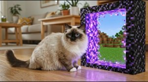НОВЫЕ ПРИКЛЮЧЕНИЯ КОШКИ ВО ВСЕЛЕННОЙ МАЙНКРАФТ! КИСА ПОПАДАЕТ В ИГРУ MINECRAFT ЧЕРЕЗ ПОРТАЛ! 🙀😻🐱