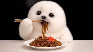 Тюлень Арале ест Якисобу! ASMR мукбанг с лапшой