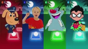 ОГГИ И ТАРАКАНЫ ПРОТИВ ЮНЫХ ТИТАНОВ, ВЛАДА И НИКИ И ШЕРИФА ЛАБРАДОРА ⚡️ БИТВА ПЛИТКИ ХОП 🔥