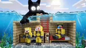 😨Построили БУНКЕР под ВОДОЙ Против КОТА из 99 НОЧЕЙ в Майнкрафт! НУБИК