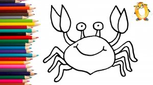 Мультик - раскраска для детей КРАБ. Учимся как рисовать КРАБИКА вместе с детьми // ОБУЧАШКА ТВ