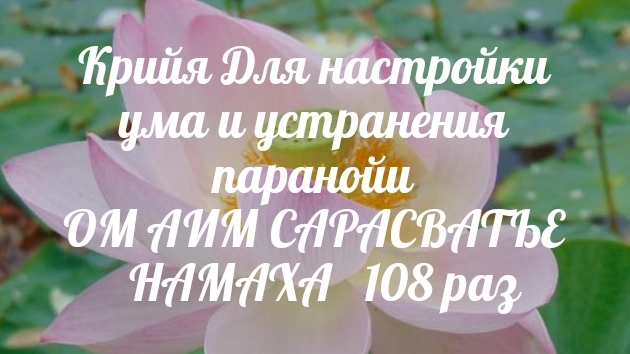 Крийя Для настройки ума и устранения паранойи, ОМ АИМ САРАСВАТЬЕЙ НАМАХА 108 раз