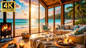 Камин и Море 4K / Звуки Камина и Моря