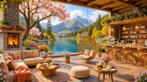 Весеннее утро у горного озера 🌸 Уютная веранда с камином | Атмосфера природы