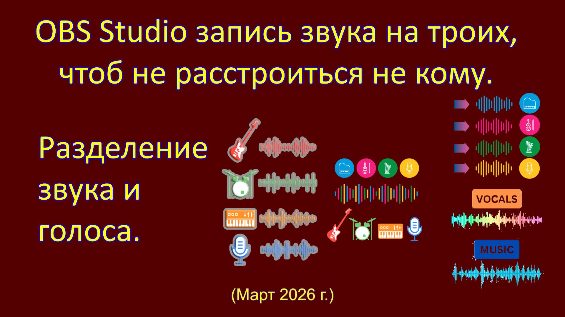 OBS Studio запись звука на три дрожи.