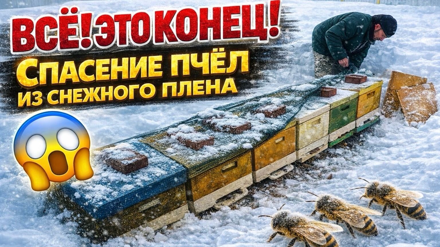 Всё! Это конец! Спасение пчёл из снежного плена