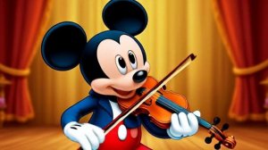Микки играет на скрипке