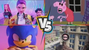 СВИНКА ПЕППА ЭКЗЕ против СИРЕНОГОЛОВОГО, ОХОТНИКА И СОНИКА — Музыкальная Битва по Плиткам 🐷👻