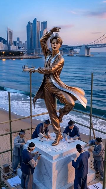 Статуя Чимина в Пусане ;) (ИИ контент)