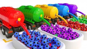 Резервуары с водой и футбольные мячи для изучения цветов — видео для детей