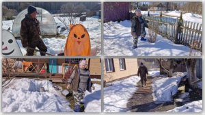 ВОСКРЕСЕНЬЕ. ОБРЕЗАЛА ГОРТЕНЗИЮ А ЛЁШИК УЛОЖИЛ ДОРОЖКУ.