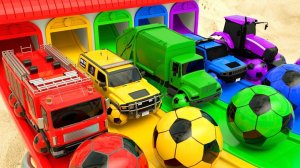 Экскаватор, трактор, пожарная машина, мусоровоз, полицейская машина. Коллекция игрушечных машинок