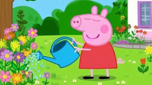 Пеппа поливает цветы