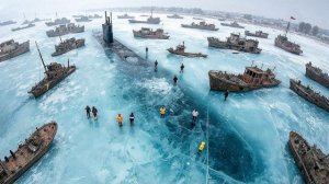 Корабли во льдах — снежные бури и гигантские волны, снятые на камеру!