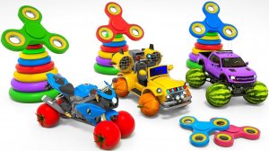 Изучайте цвета с помощью разноцветных волчков и красочных машинок