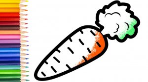 Мультик для детей-Как нарисовать МОРКОВЬ поэтапно/Рисование для детей МОРКОВИ