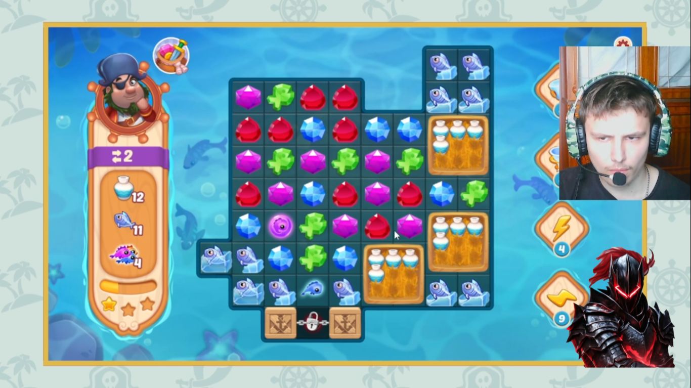 тёмный рыцарь проходил мини игру и прошёл 2 ур. очень сложные в сокровищах пиратов. 21 серия.