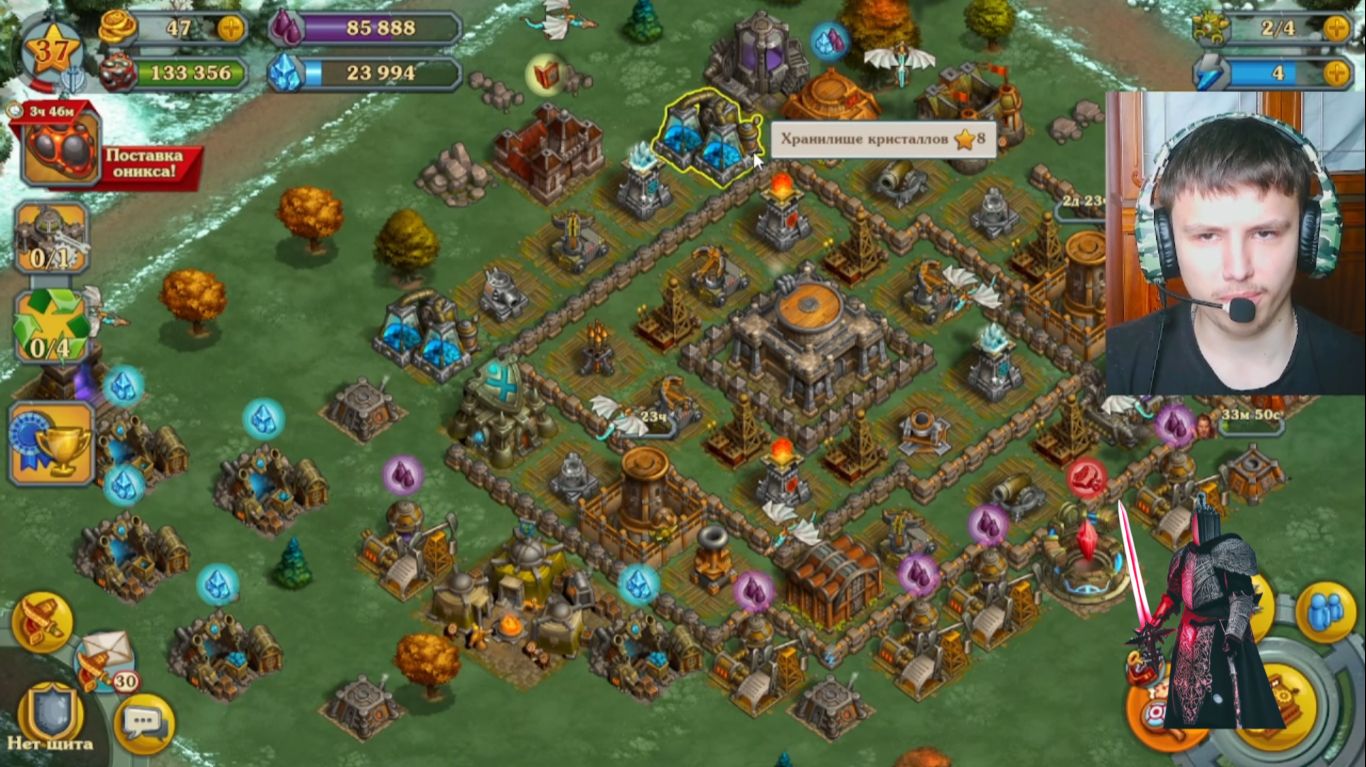 тёмный рыцарь прокачивал стима до 10 ур. поставил караульные башни до 5 ур. в стиме. 58 серия.