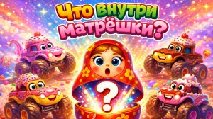 Весёлая матрёшка! Что внутри матрёшки? Машинки сладости монстр трак!Развивающий мультик про машинки!