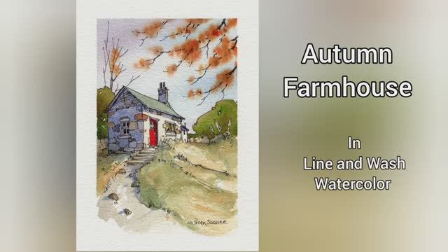 Paint Fall Trees, Autumn Farmhouse In Watercolor. Great For Beginners. Peter Sheeler