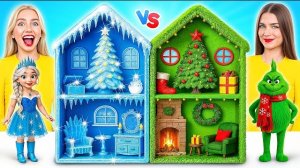 Мы построили потрясающий кукольный домик | Соревнование Гринч против Эльзы Группа девочек-волшебниц!