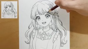 Как нарисовать милую аниме-девушку шаг за шагом. Простой эскиз карандашом (3)