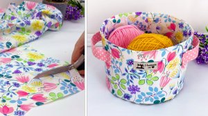 Сшила за вечер очаровательную текстильную корзиночку