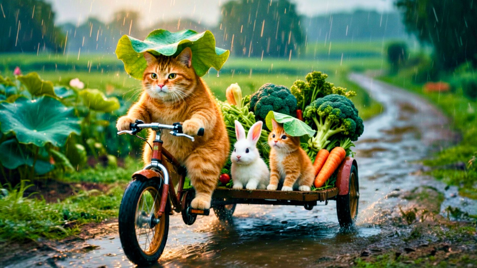 Мама кошка спасла кролика ❤️ Милые ИИ Мультики для Детей